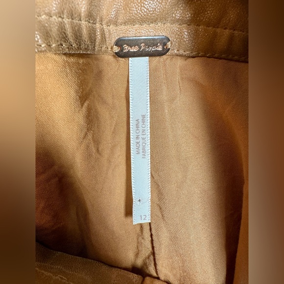 Free People Ari Wrap Skirt Faux Vegan Suede Brown Camel Tan Belted Mini Sz 12 - Picture 9 of 13
